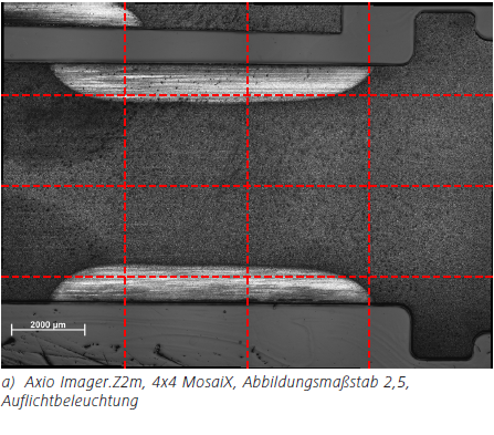 Abbildung 3a a) Axio Imager.Z2m, 4x4 MosaiX, Abbildungsmaßstab 2,5,
Auflichtbeleuchtung